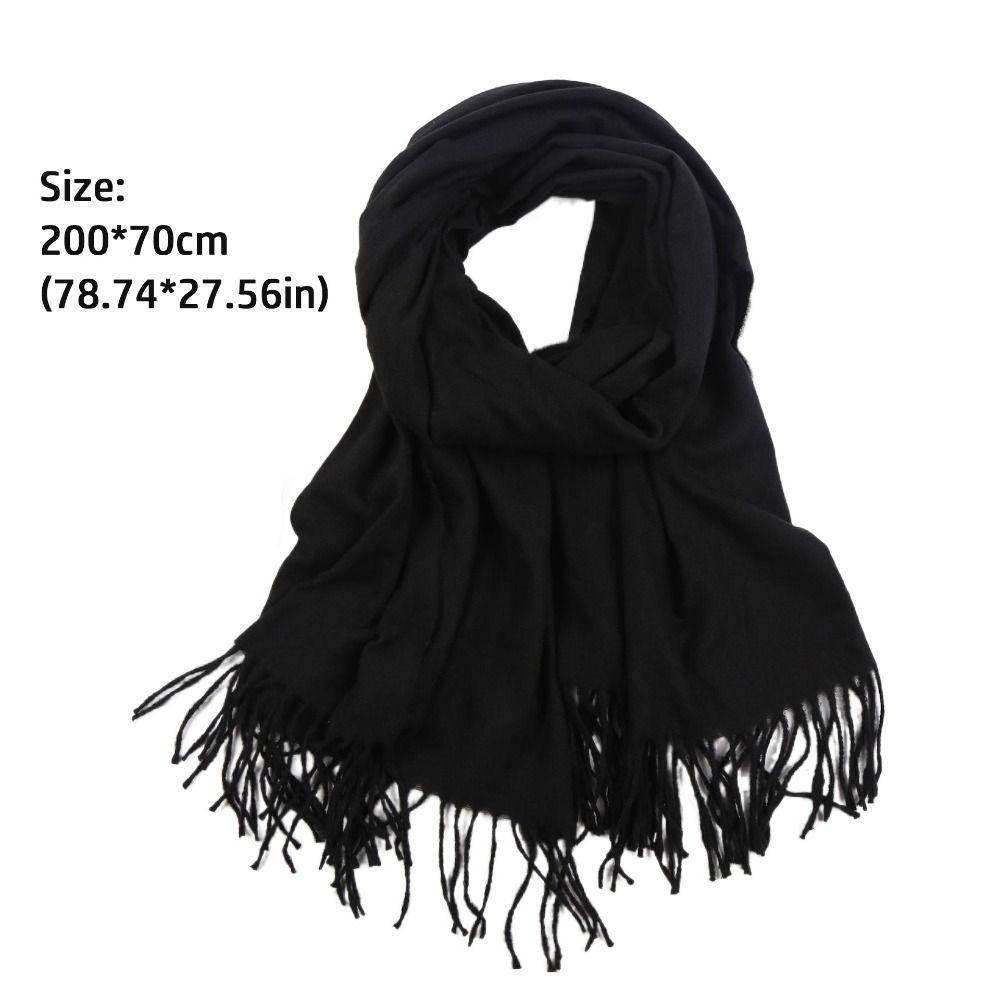 Winter Warm Solid Color Imitation Cashmere Scarf Long Thicken Neck Guard Shawl Comfortable Neck Warmer Wrap Women Girls