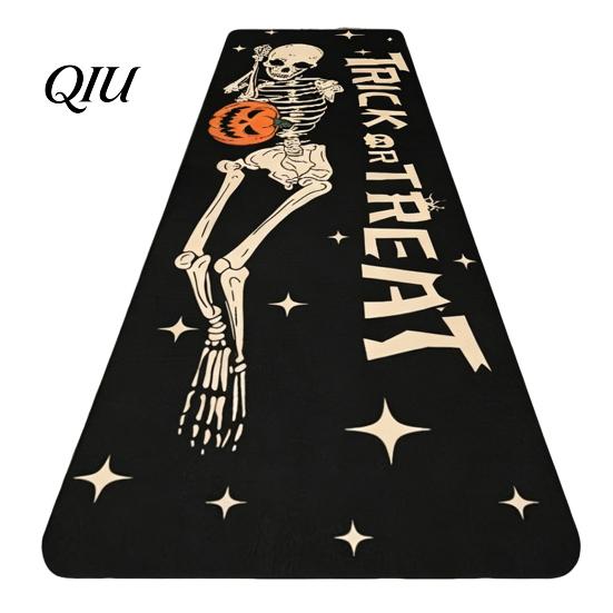 Halloween Themed Floor Rug Kitchen Rug, Pumpkin Bat Black Cat Non-slip Mat, Durable Anti-slip Spooky Entrance Festive Decorative for