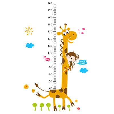 4 Pezzi Giraffa Misura Altezza Bambini Adesivo Murale Rimovibile per Cameretta Bambini Asilo