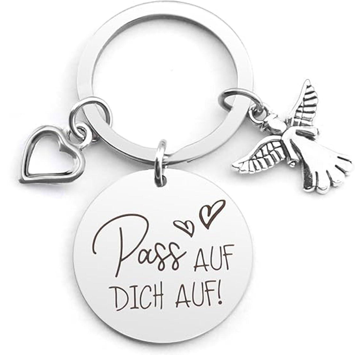 

German Driver License Pass Lucky Charm Safe Driving Keychain Guardian Angel Pendant Driver License Gift Keychain for Backpack Bag Pendant 3*3CM