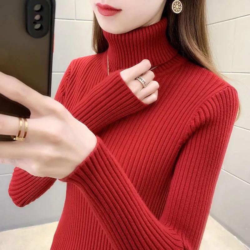 Women's Soft High Neck Knit Sweater - Slim Fit Thick Winter Innerwear & Versatile Outerwear Top