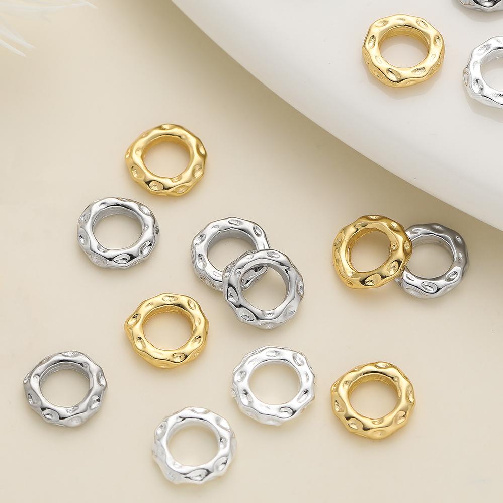 5Pcs/Pack 14/18k Gold Color Plated Big Hole Round Spacer Beads Cap for Jewelry Making Bracelet Necklace DIY Accessories