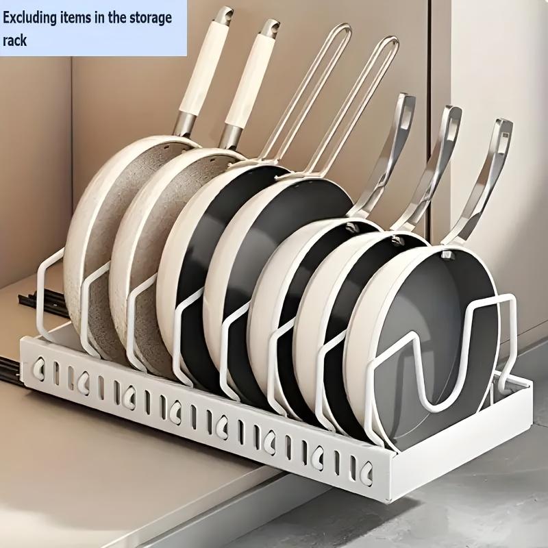 Genialer Ausziehbarer Schrankorganizer! 8 Verstellbare Trennwände für Deckel, Tabletts & Utensilien - Maximieren Sie den Schiebeschrankplatz.