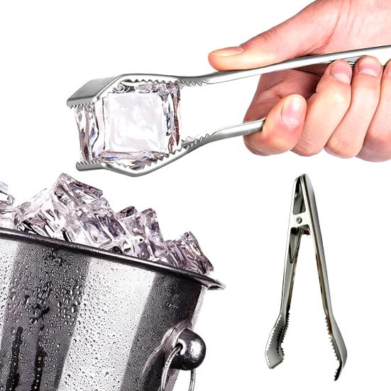 Ice Clamp Stainless Steel Ice Tongs Spring Design with Serrated Grip Non-Slip Ice Clip for Sugar Cubes Snacks