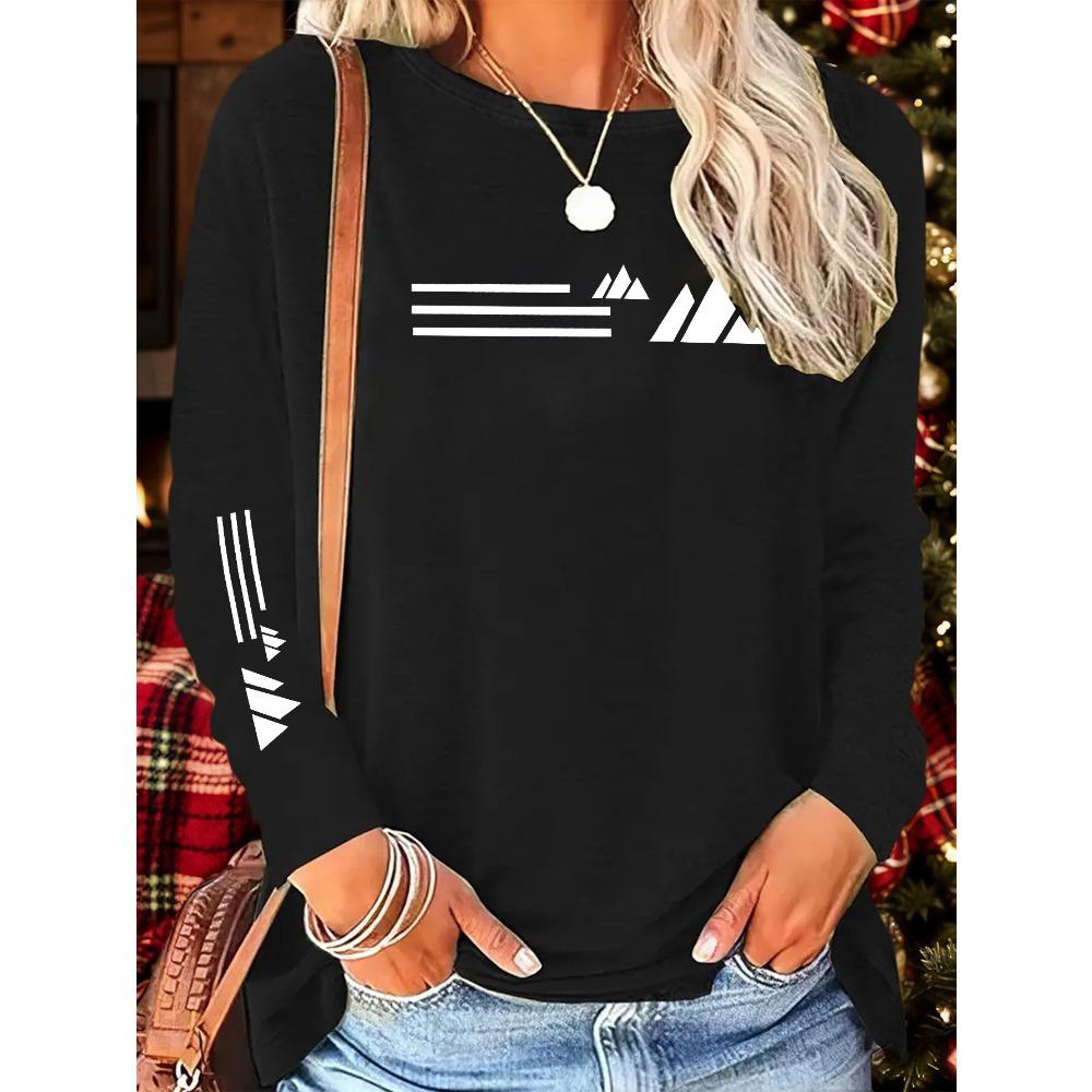 Creative geometric pattern printing new Y2K style women's sports long-sleeved comfortable breathable top