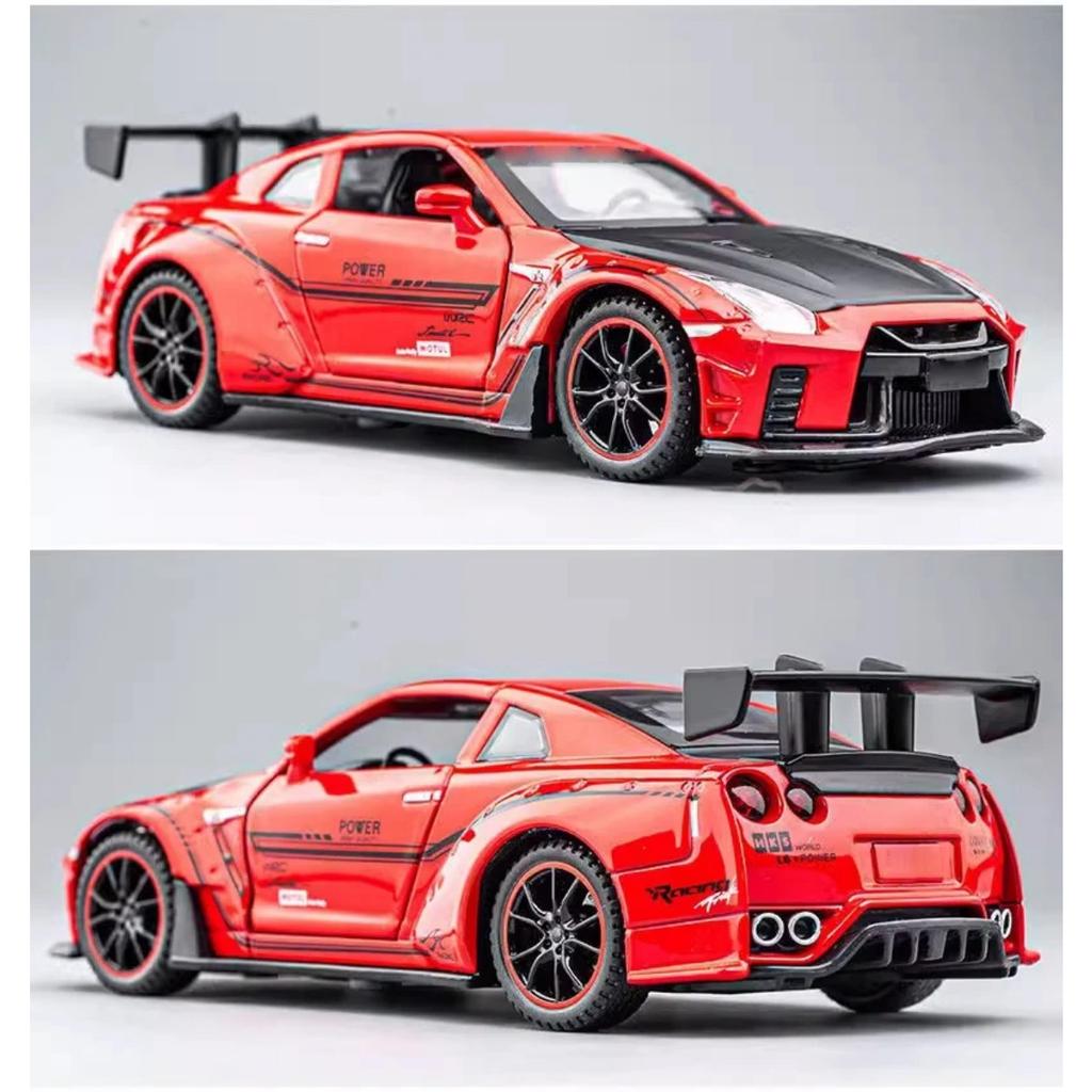 1/32 Scale Nissan GTR R35 Alloy Sports Car Diecast Model Sound & Light Desktop Collection Decorative Gift Boys Display Ornament