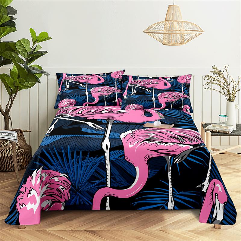 Seturi de lenjerie de pat Plante tropicale Cearceaf cu elastic Design la modă Mărime Queen Cearceaf plat Set de cearceafuri pentru băieți fete Cearceafuri și fețe de pernă