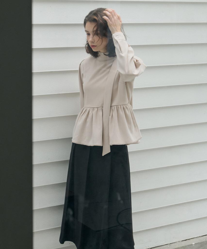 ITOV SEOUL Ribbon Tie Blouse Beige