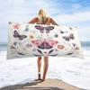 Bohemian Butterfly Print Beach Towel Vintage Rose Quick Dry Sand Resistant Soft Absorbent Towel for Beach Pool Travel