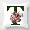 Grüner Buchstaben Floral Kissen Druck Kissenbezug Zuhause Schlafzimmer Zimmer Dekoration Wohnzimmer Sofa Kissenbezug 45x45cm
