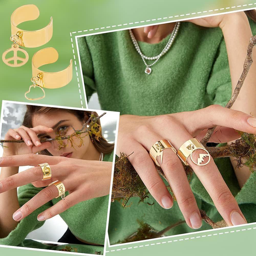 DIY Charm Cuff Ring Making Kit Including Stainless Steel Open Ring Findings