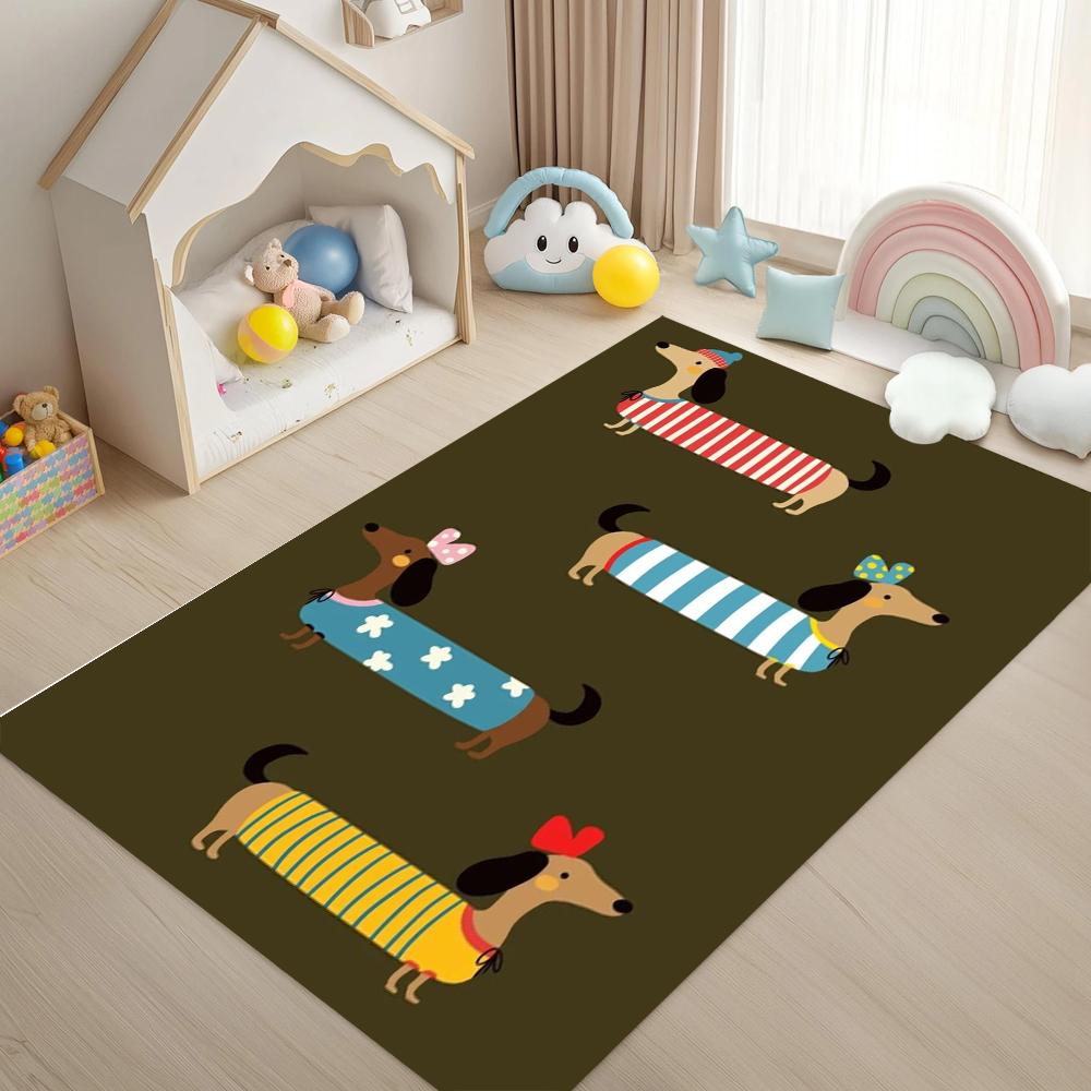 

Dark Green Dachshund Parade Area Rug Non Slip Washable Mat for Nursery Playroom Kids Bedroom Pet Lover Gift Home Decor 40cm x 60cm