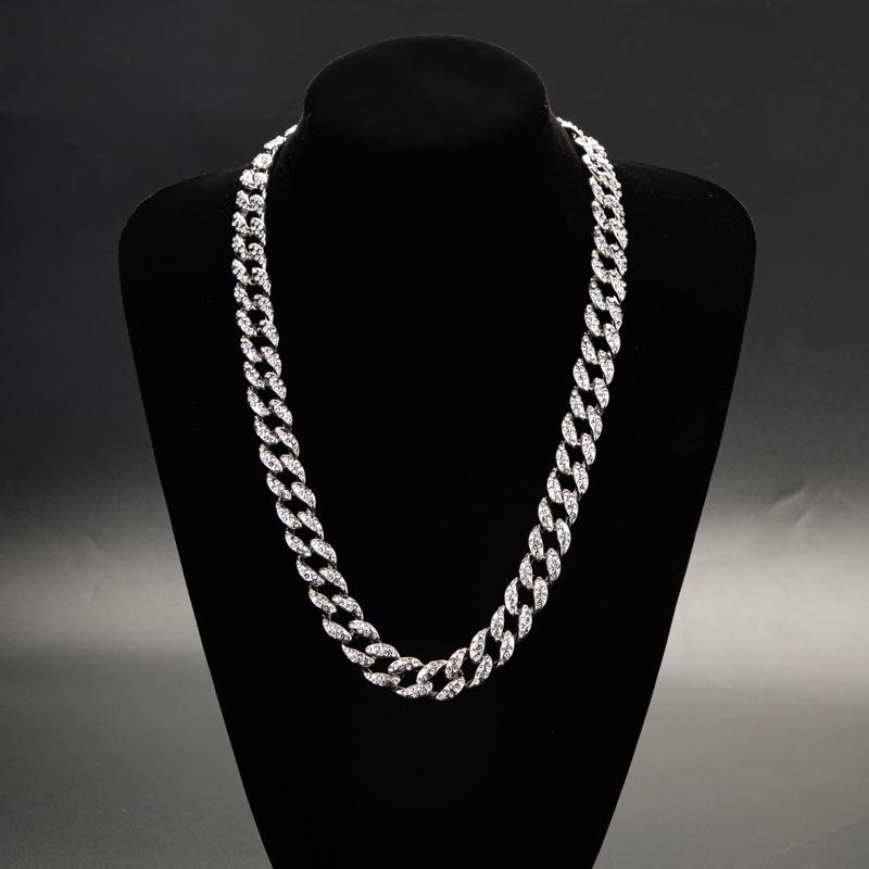 Charm Kubanische Kette mit Diamanten Mode Halsketten Accessoires für Herren und Damen W8365WW- gray