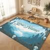 Mountain Landscape Theme Crystal Velvet Floor Rug Personalized Custom Name Text Warm Carpet Home Decoration