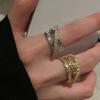 New Luxury Temperament Rhinestone Rings Vintage Irregular Metal Open Finger Rings For Women Party Jewelry Accessories Gifts