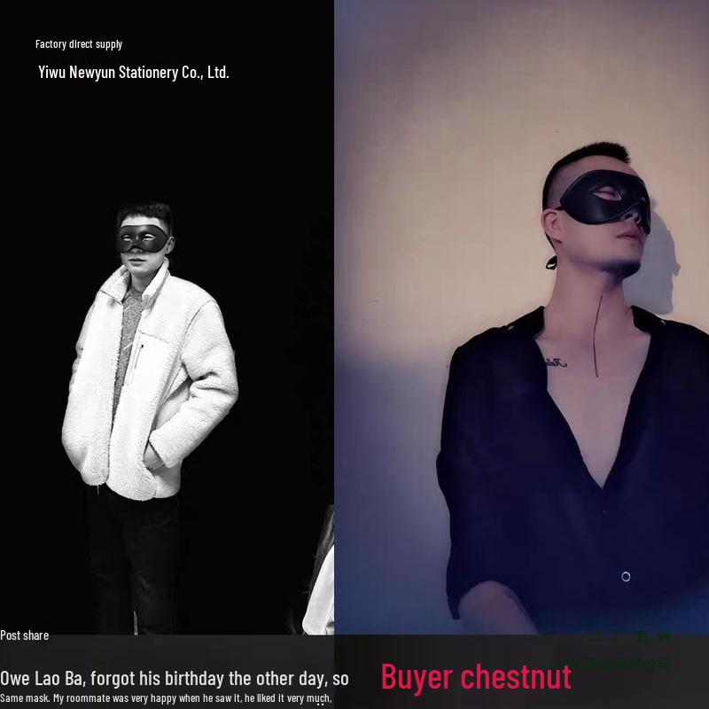 Maske im antiken Stil, schwarz-weiß, für Herren, halbes Gesicht, für Halloween-Partys