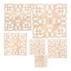 1pc Square Carved Unpainted Wood Ornamental Applique Mouldings Onlay Decal Hollow Flower Cabinet Furniture Decor