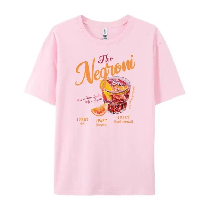 Negroni Women's Retro T-shirt Retro Aesthetics Cocktail Party Couple T-shirt Loose Pattern T-shirt Neutral Clothing Gift