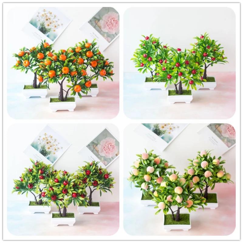 Artificial Plants Bonsai Small Fruit Tree Potted Bonsai Simulation Decor Artificial Ornaments Artificial Plant Bonsai Home Decor