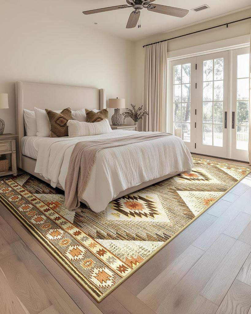 VIKANA Vintage Bohemian Carpet Living Room Sofa Wear-Resistant Floor Mat Bedroom Soiled Floor Mat Home Decoration