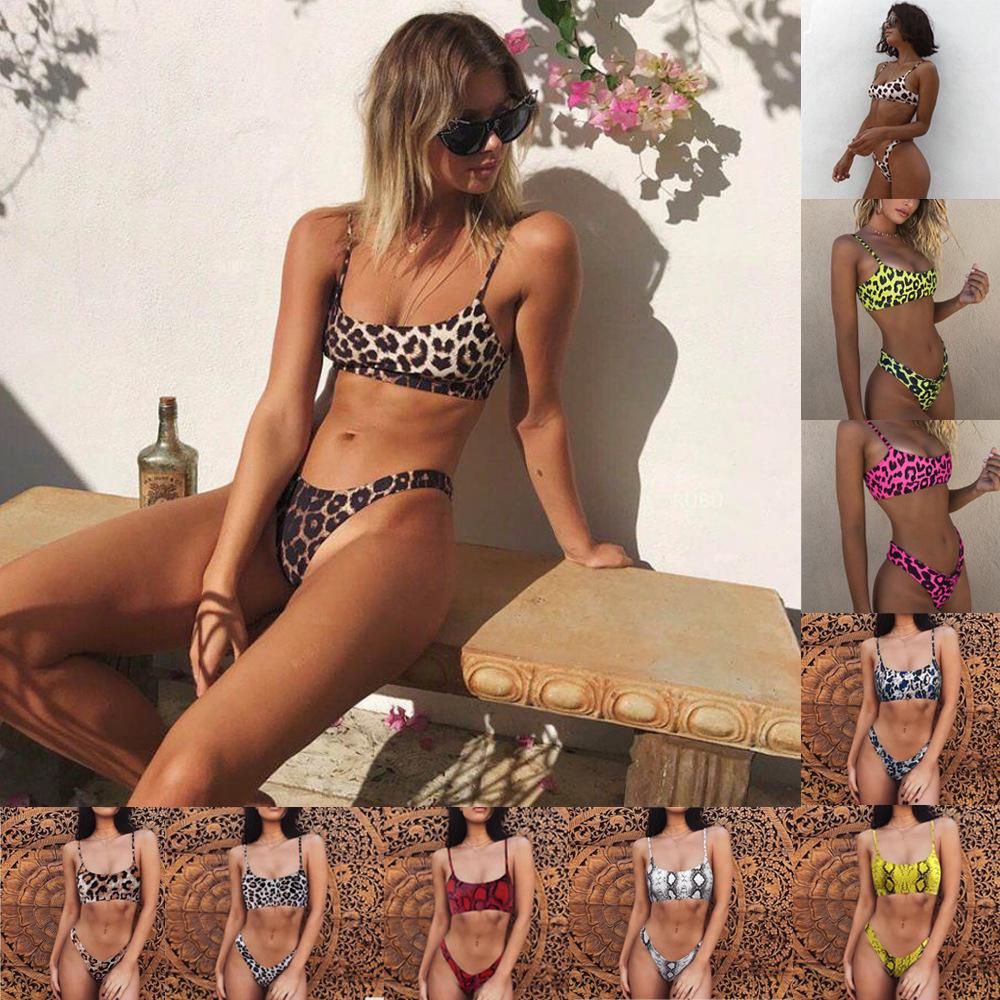 

2025 Trendy Women s Leopard Print Split Bikini Large