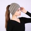 Winter Headwraps Turban Hair Accessories Ear Warmer Knitting Headband Ponytail Beanie Hat Hair Band