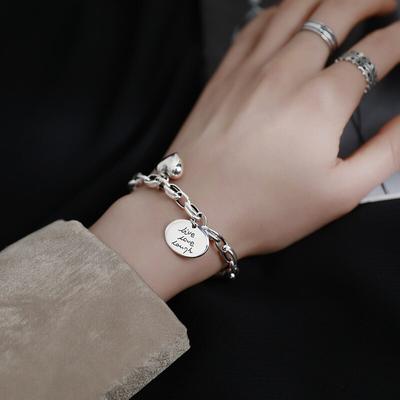 925 Sterling Silver Love Heart Oval Shape Letter Thai Silver Bracelet for Women Gifts Jewelry