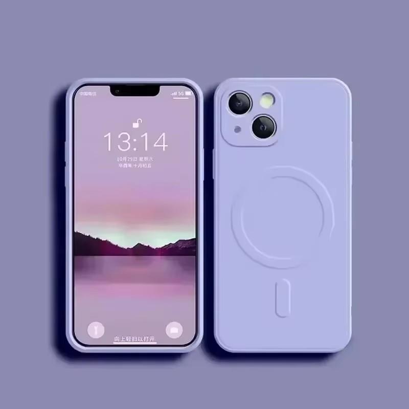 Luksusowe etui z płynnego silikonu Soft Case z MagSafe na iPhone 16 15 14 13 12 17 Pro Max Plus Magnetyczna osłona do ładowania bezprzewodowego