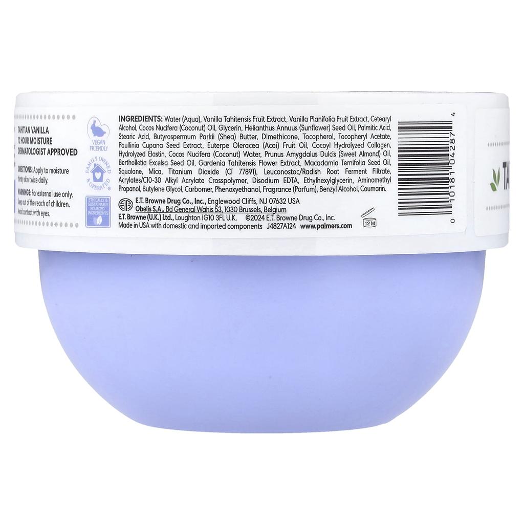 Palmer's, Vitamin E-Infused Cocoa Butter Formula, Hydrating Whipped Body Cream, Tahitian Vanilla, 250g (8.8oz)