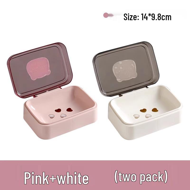 Creative Cute Plastic Soap Dish with Lid: Stylish Soap Holder and Drainer for Bathroom Storage