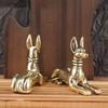 Vintage Brass Egyptian Pharaoh Hound Statue Figurines Retro Handmade Copper Animal Dog Desktop Ornaments Tea Pet Home Decoration