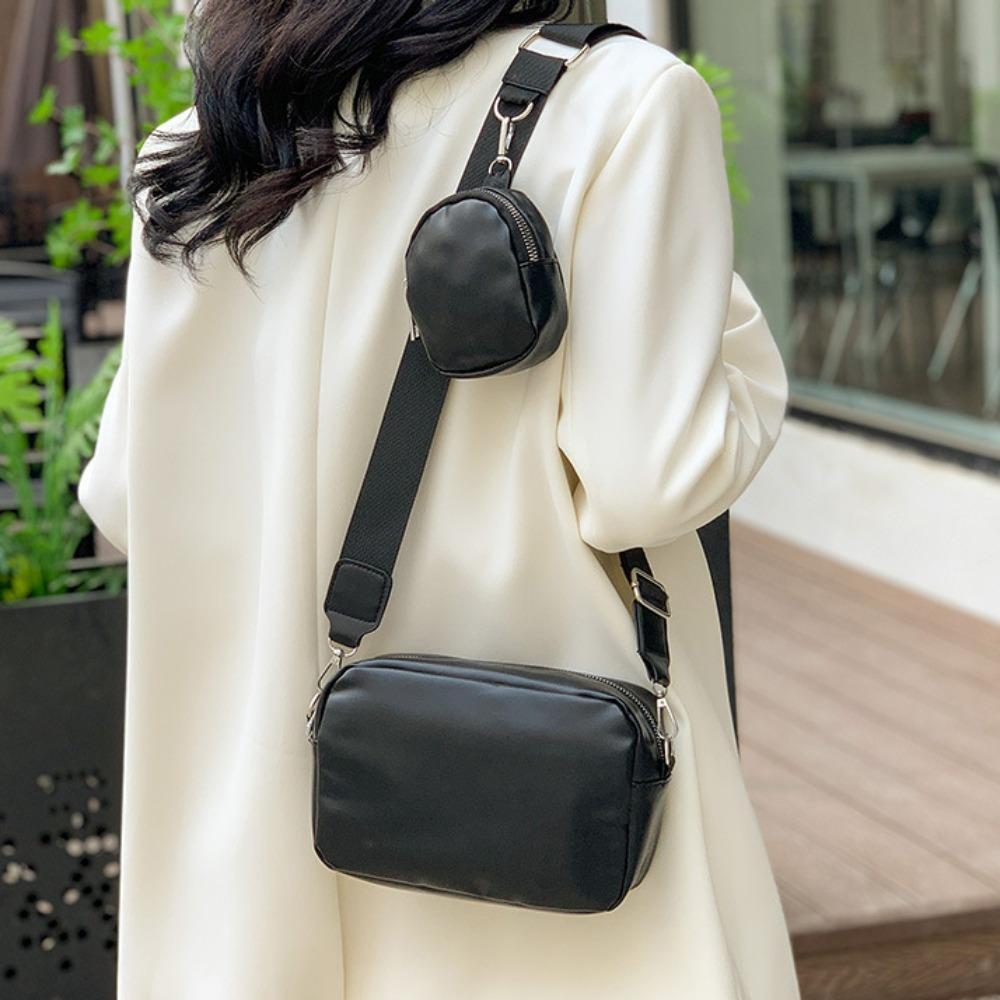 Vintage Bag with Pouch Cross Body Shoulder Bag Leisure PU Leather Bag  Unisex