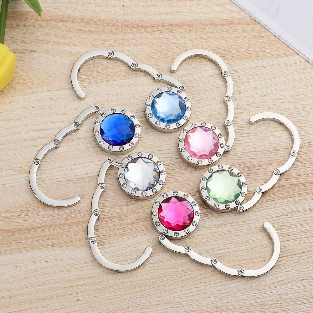 Metal Foldable Bag Purse Hook Handbag Hanger Diamond Folding Table Hook Table Hanger Desk Hooks Travel Portable Hook