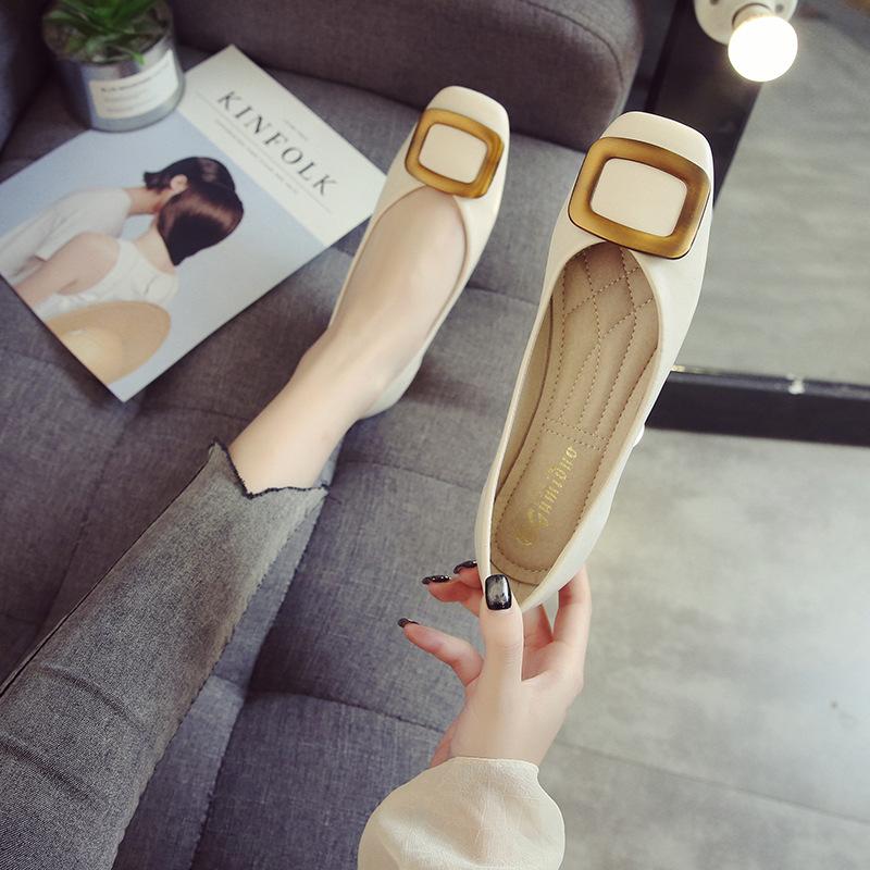 Fashion Brand Soft Ballet Ballerinas Flats Shoes Gold Square Buckle Casual Driving Moccasins Feminino Brief Slip On Espadrilles Oxfords
