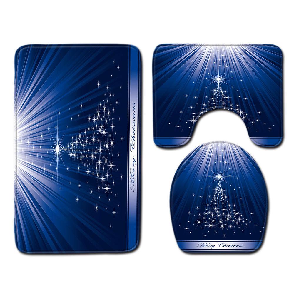 Christmas Bathroom Floor Mat Toilet Three-Piece Set