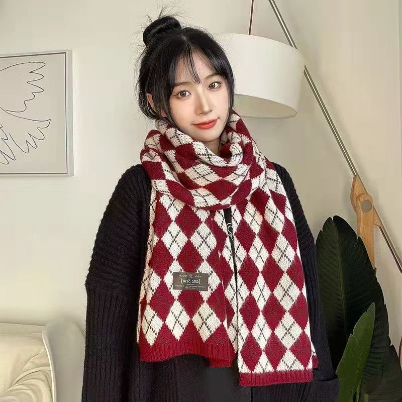 Soft and Waxy College Style Korean Style Versatile and Cute Scarf for Women Winter Warm Student Korean Version Ins Scarf for Men