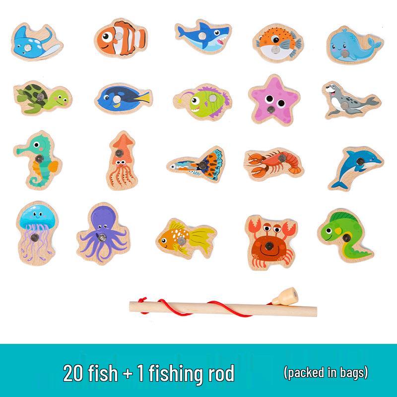 Magnetic Wooden Ocean Fishing Game for Kids - Educational Fun for Boys and Girls