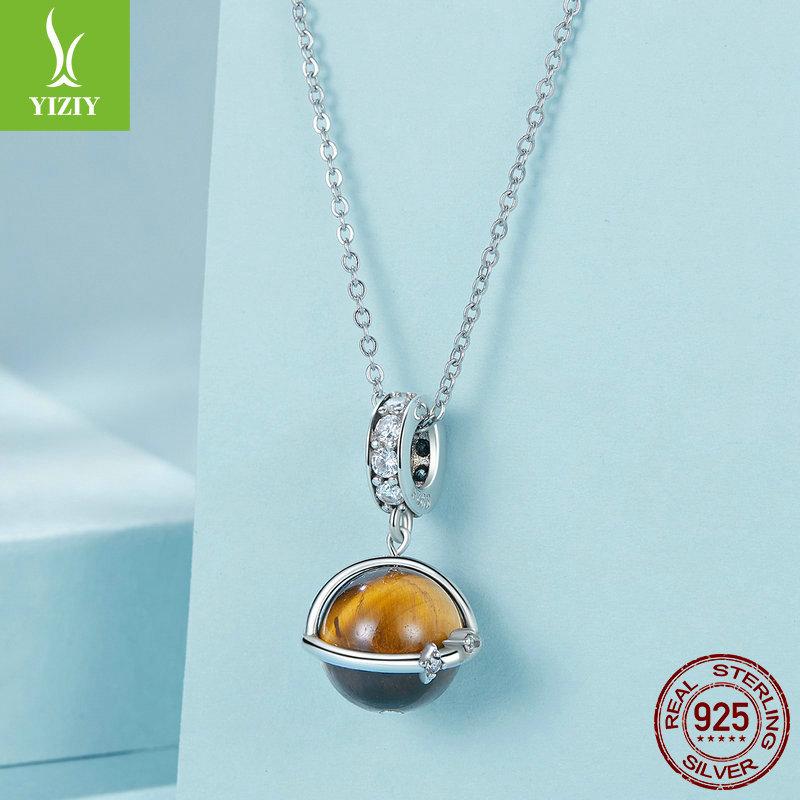 Planète Naturel Tigre Qingshi Accessoires Pendentif DIY, Univers Mystérieux Bracelet Argent Sterling S925 Perlé