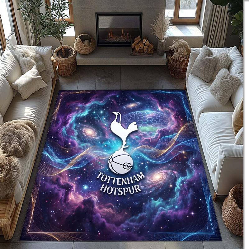 Tappeto in Flanella Stampato Tottenham Hotspur Antiscivolo Morbido Poliestere Tappeto per Pavimento Tappetino Decorativo per Interni per Camera da Letto Soggiorno Divano