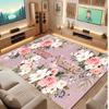 Floral Garden Theme Crystal Velvet Floor Rug Personalized Custom Name Text Warm Carpet Home Decoration