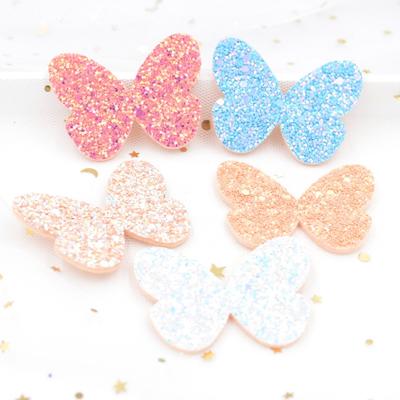 10Pcs Shiny Fabric Butterfly Sequins Appliques Nonwoven Padded Patches Crafts for Baby Girls Headwear Ornament Accessories