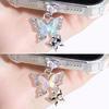 Beautiful Butterfly Phone Charging Port Cover PVC+Metal Phone Hanging Pendant  For iPhone