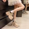 Muffin-Plateau Schuhe mit großem Kopf Damen 2025 neue Saison Herbst Schnürstiefel Retro Britisch Martin Stiefel vielseitige Freizeitschuhe