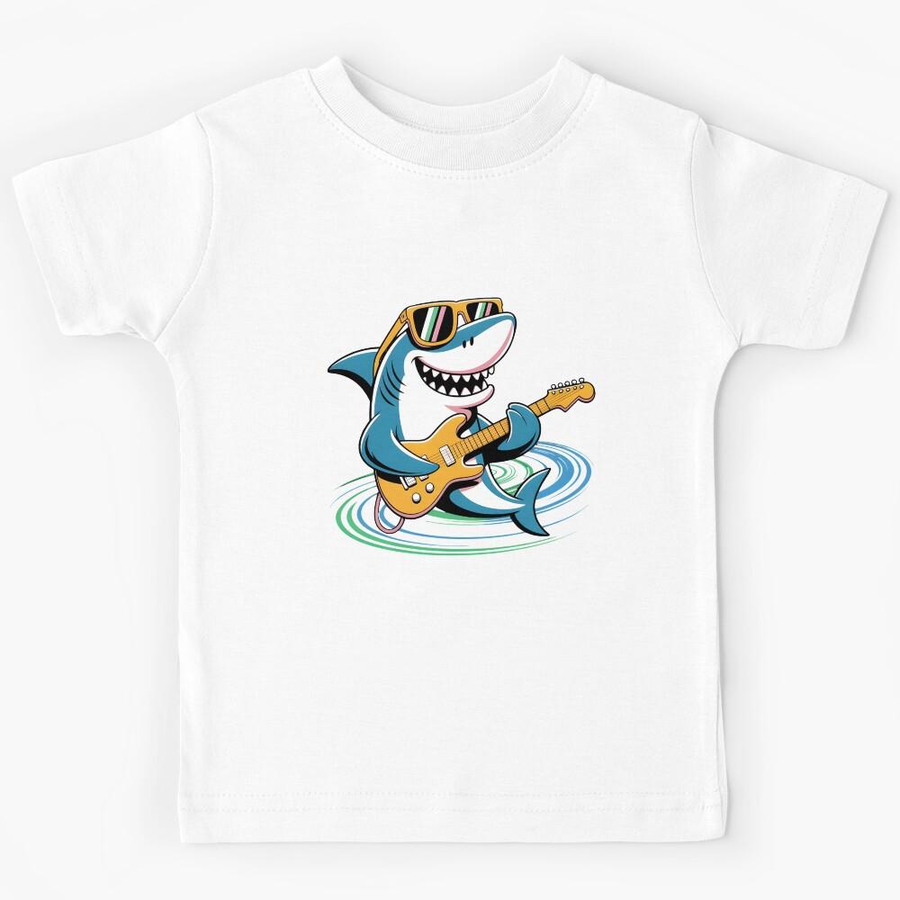Shark Playing Guitar Kids T-Shirt 120