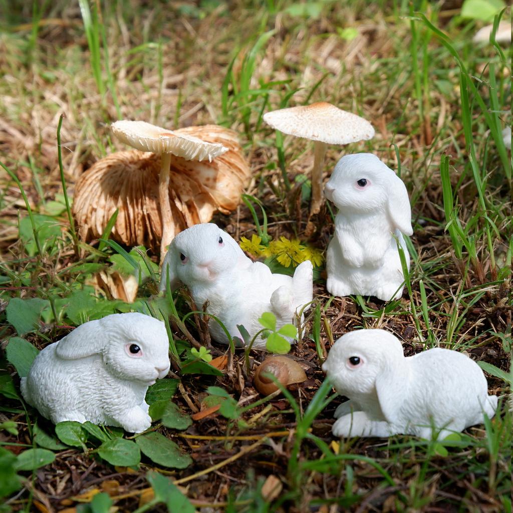 4 Stück Mini-Kaninchenstatuen, Kunstharz, Miniatur-Hasenfiguren, Osterdeko, Kaninchenskulpturen für Heimwerker, Basteln, Feengarten, Frühlingstischdekoration