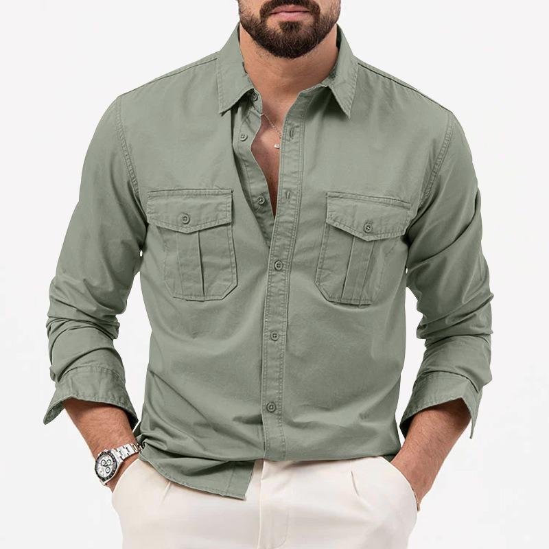 BFCCQB Men's Fashion Autumn Winter Long Sleeve POLO Neck Casual Blouses & Shirts
