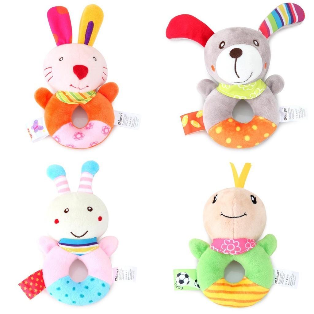 Bbsky Cute Animal Dog Rabbit Rattle Stick Baby Plush Hand Shake Bell Toy Newborn 0-1 Year