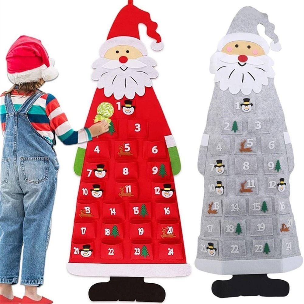 Odpočítávací kalendář Santa Clause Plstěný adventní kalendář DIY adventní kalendář Plstěný vánoční stromek