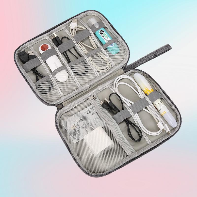 Minimalist Travel Digital Accessories Clutch: Power Bank & Data Cable Storage Bag