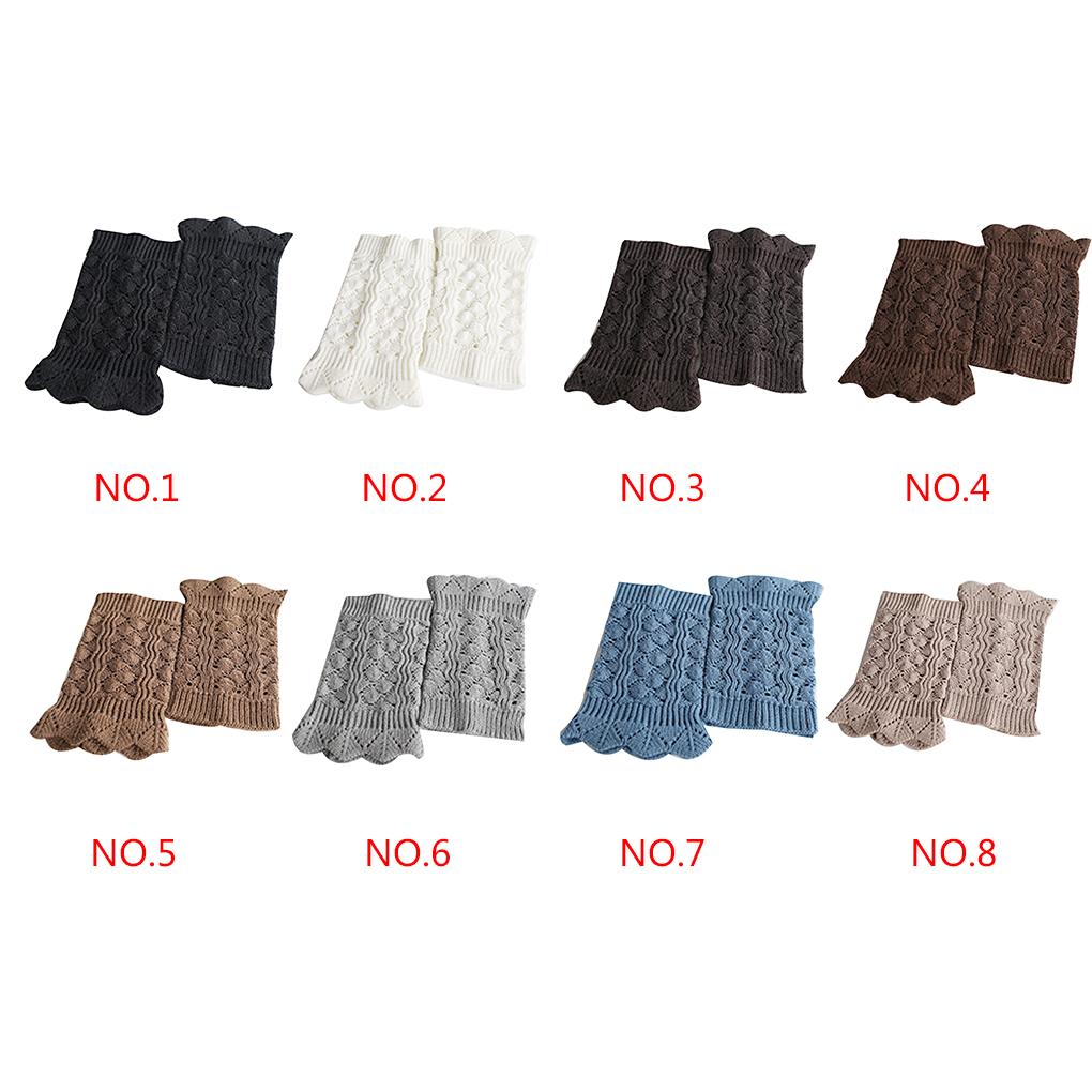 1 Pair Cute Soft Lace Women Girl Winter Leg Warmers Acrylon Crochet Hollow Knit Boot Socks Toppers Cuffs